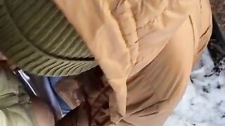 POV FUCKING ON A SNOWY MOUNTAIN cum on my tits DADDY