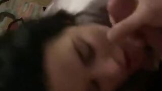 Watch her beg for cum from big cock