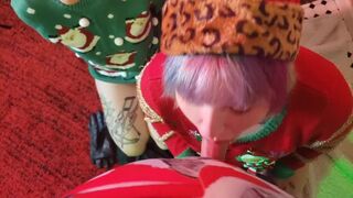 TEASER: XXXMAS Porn - Punk rock girl MMF step sister 3some - BBW - Double Blowjob & Fuck