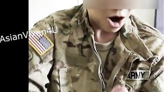 He gave this army girl a facial during this handjob