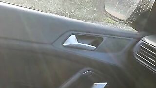 Step mom get fucked in the car in front of Amazon warehouse by step son