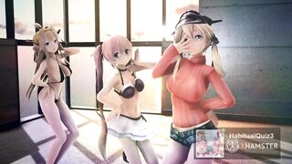 MMD r18 prinz eugen and Murasame And Kongo Kancolle Bitch 3d hentai love ahegao after anal sex