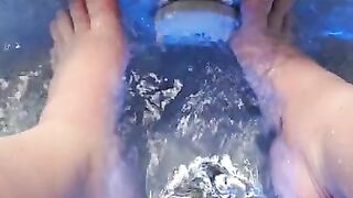 She gets her feet soaking wet during a pedicure