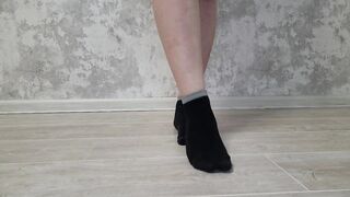 Sexy girl show her pretty socks after walk