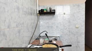 Anal gape, anal cooking and eating food from ass with cum