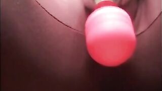 Riding big dildo