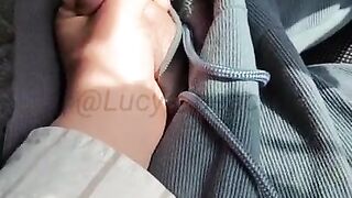 Teasing his cock while he's driving