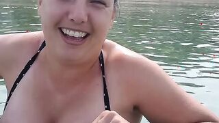 Slutty Horny Wife Flashes BIG TITS at a Public Beach!!!