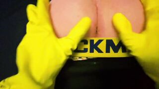 Ohboy_Official Jockmail boy gets his asshole fisted with dish washing gloves and bottle fucked