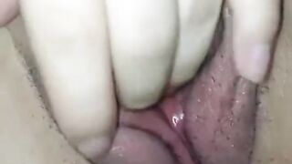 Beautiful girl masturbates her tight wet pussy while no one is home