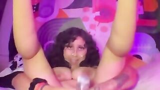 Sexy Latina Fucks Herself Double Sided Dildo - Fisheye Lens