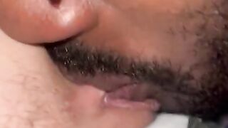 Up close pussy licking until she cums on my face part 1