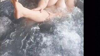 Naked BBW Granny Step Mom takes hot jacuzzi bath. Big breasts and hot ass.