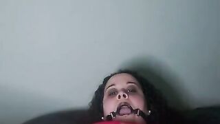 Open mouth gag and wet pussy