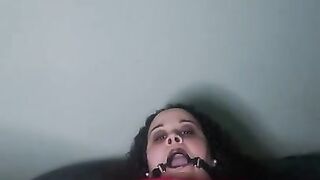 Open mouth gag and wet pussy