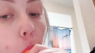 Sucking huge rainbow dick