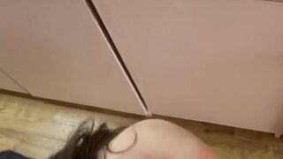 18 year old teen blowjob in the kitchen