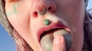 Onlyfans tattoo girl Anuskatzz has outdoor sex at a puplic place and gets a big cumshot in her face