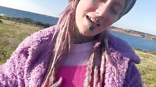 Onlyfans tattoo girl Anuskatzz has outdoor sex at a puplic place and gets a big cumshot in her face