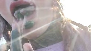 Onlyfans tattoo girl Anuskatzz has outdoor sex at a puplic place and gets a big cumshot in her face