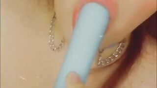 Sucking my cum covered toy