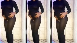 Ebony Catsuit Dripping Orgasm