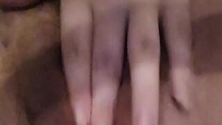 Horny housewife fingers herself to orgasm.