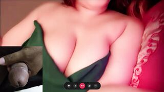 MILF Hot Stepmom show her Big Boobs & helps stepson cum on video call (Clear Arabic Audio) Cum wild