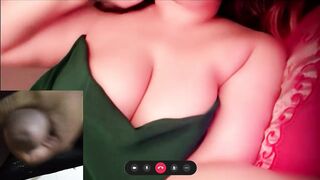 MILF Hot Stepmom show her Big Boobs & helps stepson cum on video call (Clear Arabic Audio) Cum wild