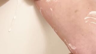 Cumming in the shower while shaving masturbating orgasm