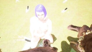 a group of furry minotaurs watch as they fuck two and in the end they all go for her | 3D Porn Wild