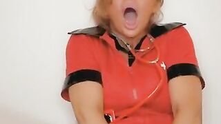 naughty British redhead nurse squirting with monster cock