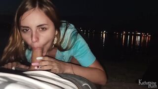 Sexy Babe Sucks Cock on a Public Beach! AMATEUR POV BLOWJOB!