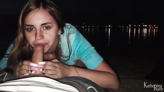 Sexy Babe Sucks Cock on a Public Beach! AMATEUR POV BLOWJOB!