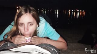 Sexy Babe Sucks Cock on a Public Beach! AMATEUR POV BLOWJOB!