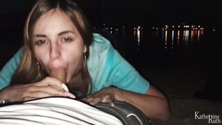 Sexy Babe Sucks Cock on a Public Beach! AMATEUR POV BLOWJOB!