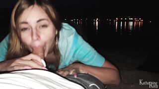 Sexy Babe Sucks Cock on a Public Beach! AMATEUR POV BLOWJOB!