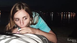 Sexy Babe Sucks Cock on a Public Beach! AMATEUR POV BLOWJOB!