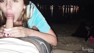 Sexy Babe Sucks Cock on a Public Beach! AMATEUR POV BLOWJOB!