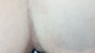 Horny french milf wife takes my cock with buttplug in her tight asshole. Double penetration pov close up.