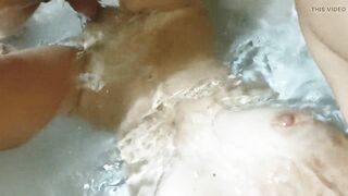 Mermaid babysitter fucked in her tight wet pussy in the tub while bathing