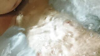 Mermaid babysitter fucked in her tight wet pussy in the tub while bathing