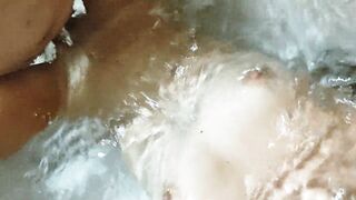 Mermaid babysitter fucked in her tight wet pussy in the tub while bathing