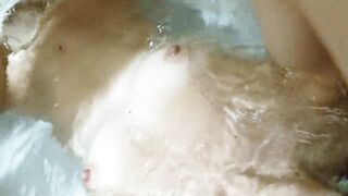 Mermaid babysitter fucked in her tight wet pussy in the tub while bathing