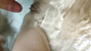 Mermaid babysitter fucked in her tight wet pussy in the tub while bathing