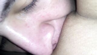 my big fat pussy in close up being eaten by my hubby best friend so good before fucking me