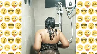 Silk Smita Shower Tease Showing Her Big Chunky Ass and Big Brown Nipples Perking and Horny