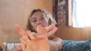 Sexy Blonde Plays with Feet!! Sucking & spitting on toes!! (Full video Onlyfans!!)