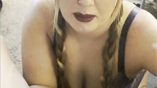 Sexy Smoker in Pigtails Sucks Pierced Cock