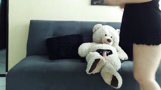 Very hot hot chubby fulfills the fantasy of fucking with a teddy bear